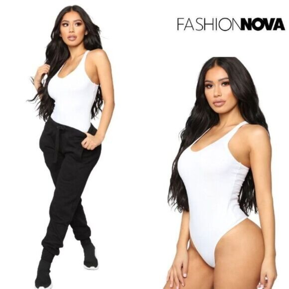 Fashion Nova Bodysuit for Women Scoop Neck Sleeveless Racerback Tank Tops - Picture 2 of 6